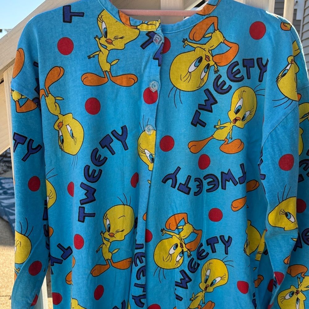 Vintage 1996 Tweety Bird Blue Pajama  looney tunes